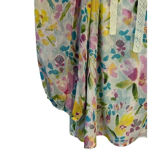 LC Lauren Conrad Shirt Womens PS Petite Small Floral Lace Sheer Top Blouse NEW - Picture 4 of 10